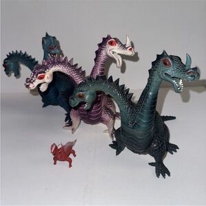 Vintage 80s 1983 Imperial Two Headed Dragon Lot 8” Fantasy Figures Hong Kong